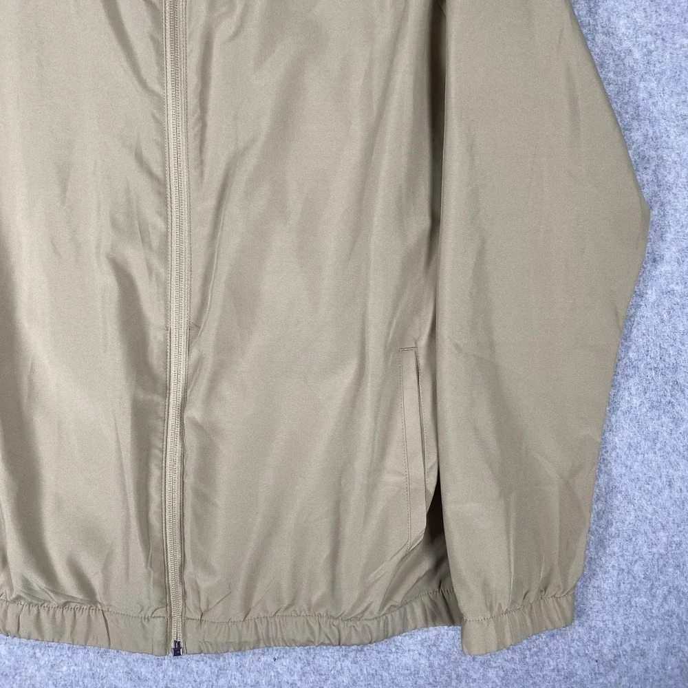 Adidas Golf Jacket Mens Large Tan Khaki Full Zip Windbreaker Lightweight Sport